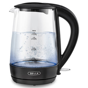 BELLA 1.7 Liter Glass Electric Kettle, Quickly Boil 7 Cups of Water