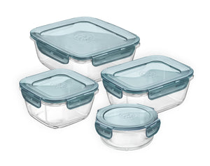 Bormioli Rocco Evolution 4 Piece Set - Slate Blue Lids