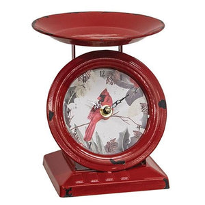 Vintage Christmas Cardinal Old Town Scale Clock